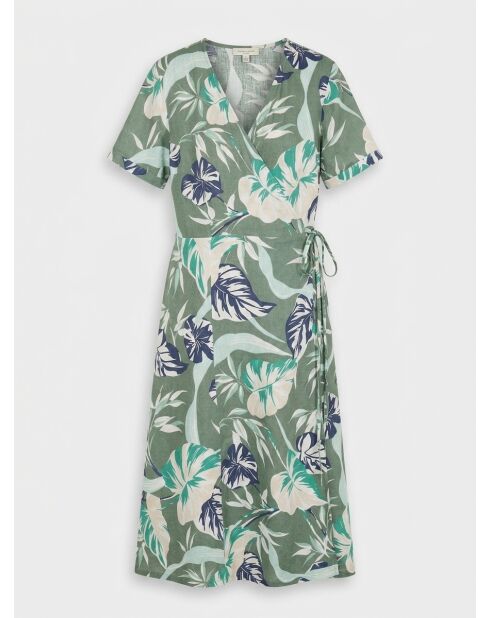 Langes Rollkleid aus 100% Leinen in Khaki/Braun