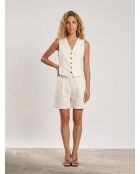 Elfenbeinfarbene Shorts Sevia aus Leinen und Baumwolle
