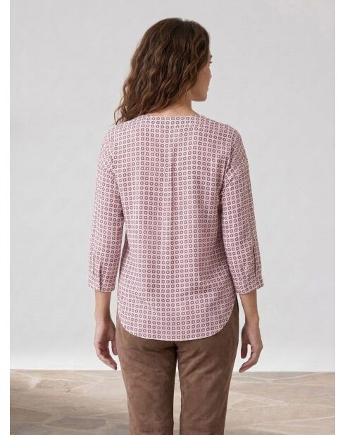 Blusa con stampa geometrica bianca/multicolor