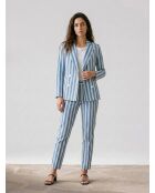 Blaue Vanillejacke aus Baumwolle und Leinen