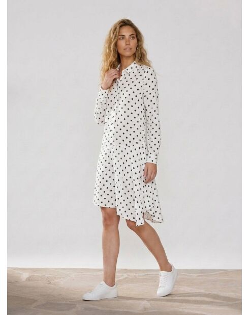 Raipur asymmetrische witte jurk met stippen