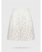 Short texturé imprimé fantaisies contrastants blanc