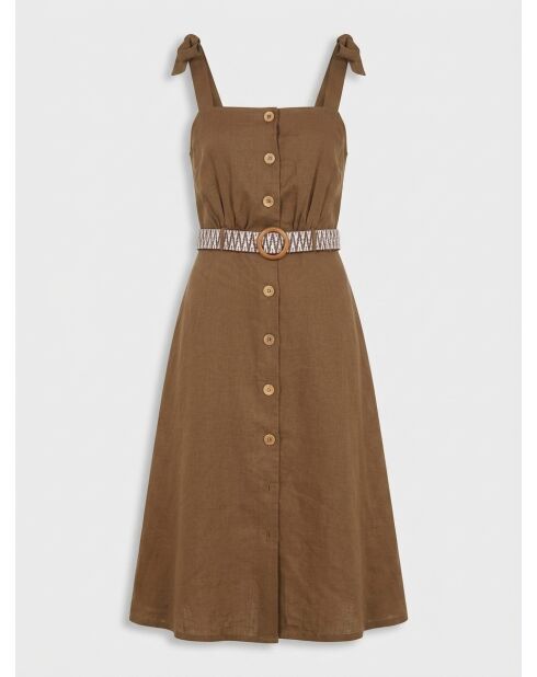 Khaki-Kleid Ritchie aus 100% Leinen