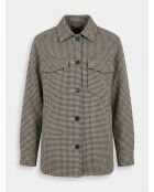 Beige/schwarze Velim-Überhemdjacke aus Baumwolle und Leinen