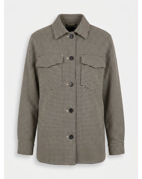 Beige/schwarze Velim-Überhemdjacke aus Baumwolle und Leinen