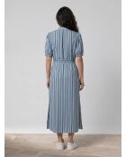 Laurier blaues gestreiftes langes Hemdkleid