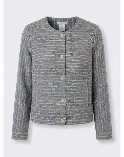 Danila marineblaue gestreifte Jacke aus Wollmischung
