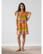 Orangefarbenes Kleid mit Aufdruck Mexiko