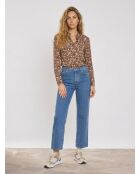 Himmelblaue Jeans in Rohblau mit normaler Passform und hoher Taille
