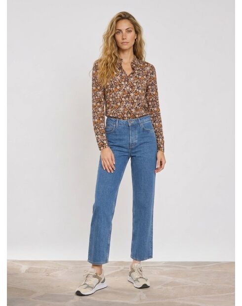 Himmelblaue Jeans in Rohblau mit normaler Passform und hoher Taille