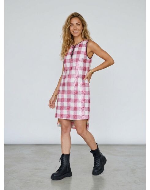 Saint-Tropez rosa/weißes Paillettenkleid