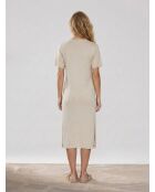 Beiges Kleid Nanou aus Leinen und Baumwolle