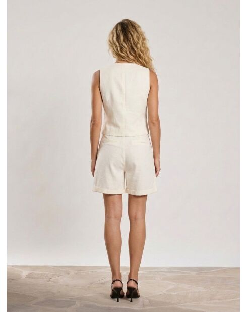 Elfenbeinfarbene Shorts Sevia aus Leinen und Baumwolle