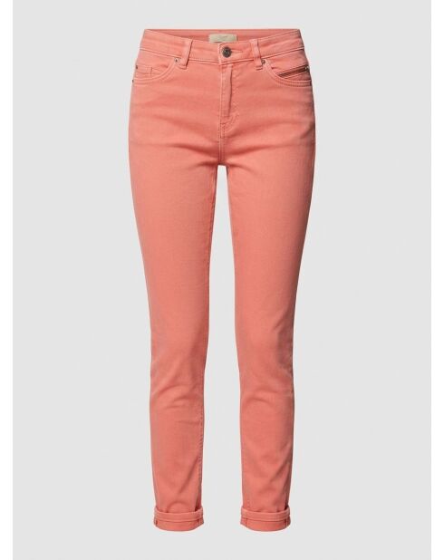 Rosa Slim-Jeans aus Baumwollleinen