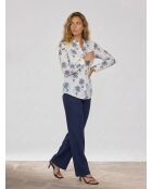 Blusa de cabina estampada azul marino y azul claro