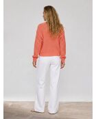 Gilet en Maille mélangée à boutons contrastants rose saumon