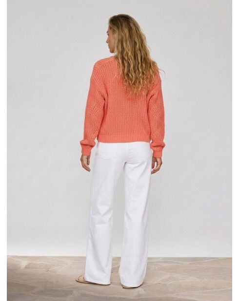 Gilet en Maille mélangée à boutons contrastants rose saumon