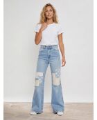 Billabong x Wrangler Hellblaue Patchwork-Jeans mit ausgestelltem Ausschnitt