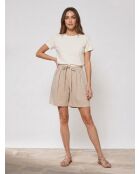 Short en Lin mélangé plissé beige