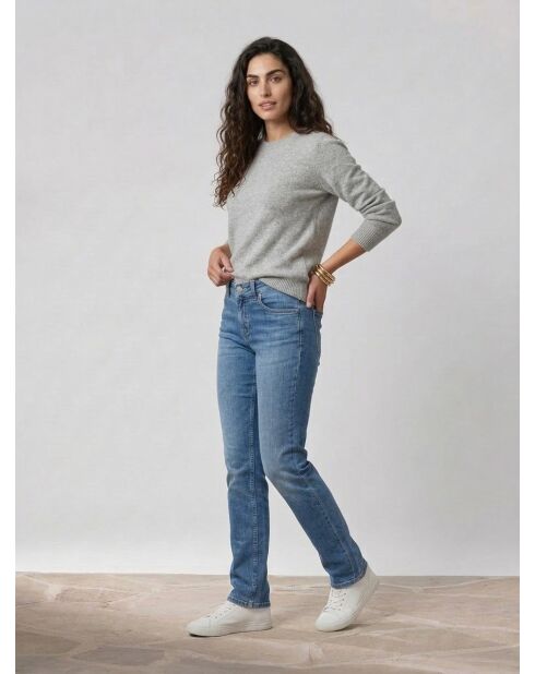 Alby middenblauwe rechte jeans van stretchkatoen