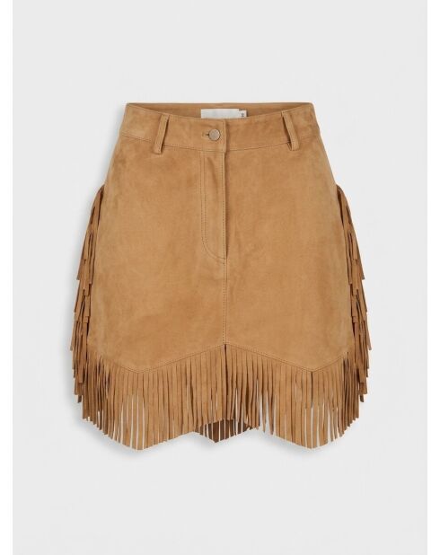 Bonita falda de piel aterciopelada beige