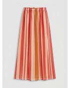 Roter gestreifter Voile-Rock Lionel aus 100% Seide