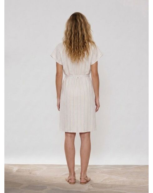 Cianelle ecrufarbenes gestreiftes kurzes Kleid