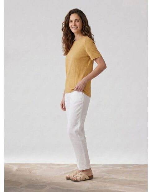 Camiseta Ariba 100% lino y lino en beige
