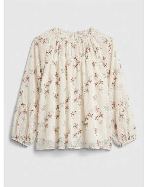 Bluse Dhalia mit ecrufarbenen Blumen