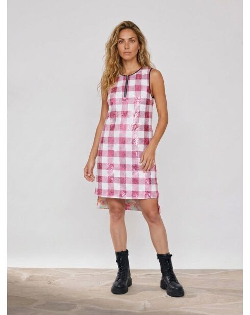 Saint-Tropez rosa/weißes Paillettenkleid