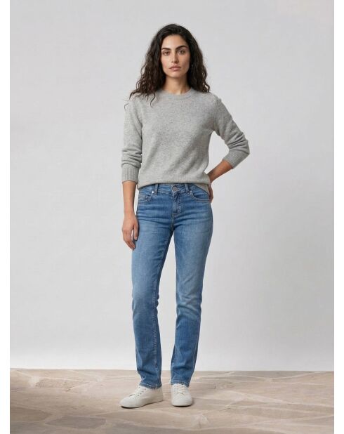 Alby middenblauwe rechte jeans van stretchkatoen