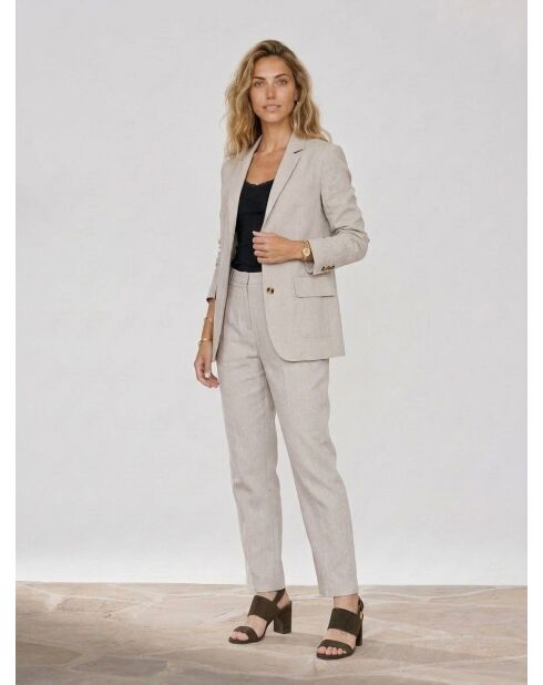 Beiger Blazer Marianne aus einer Leinenmischung