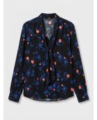 Blouse Lexane fluide à motifs bleu klein