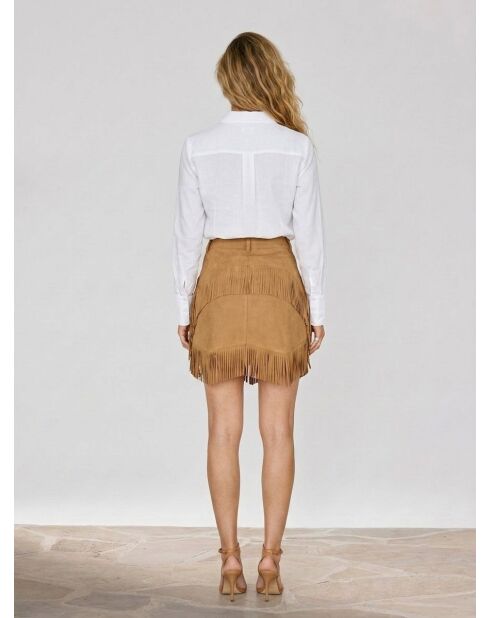 Bonita falda de piel aterciopelada beige