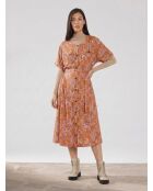 Roxane soepelvallende jurk met knoopsluiting en veelkleurige fantasieprint