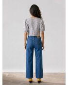 Holly kurze weiße gemusterte Bluse