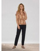 Braunes T-Shirt mit Korallendruck