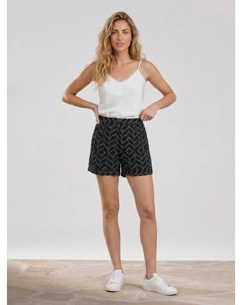 Soepele shorts met zigzagprint in zwart/wit