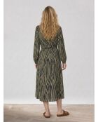 Langes Leo Kleid mit khakifarbenem Tiermuster
