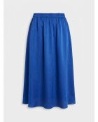 Blauer Roll-Midirock aus Satin