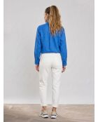 Camisa azul de manga larga de lino