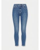 Blaue Skinny-Jeans mit hoher Taille