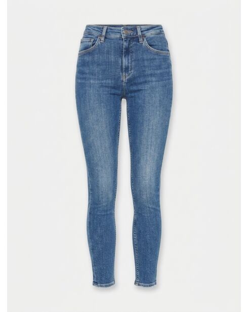 Blaue Skinny-Jeans mit hoher Taille