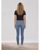 Mittelblaue Skinny-Bohème-Jeans mit hoher Taille