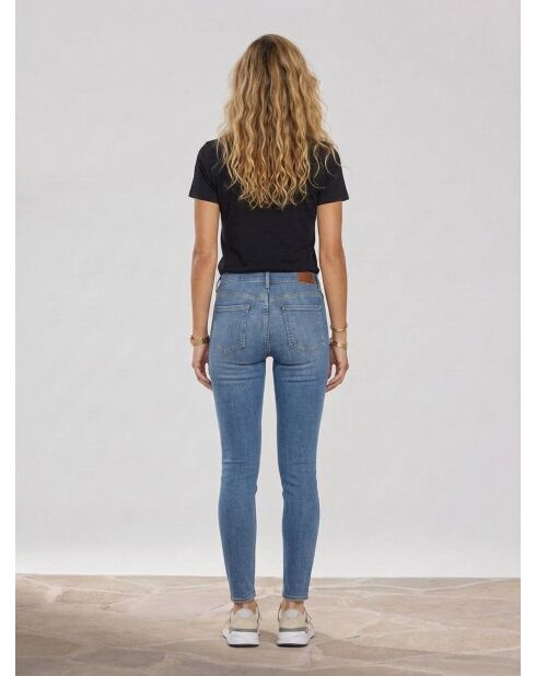 Mittelblaue Skinny-Bohème-Jeans mit hoher Taille