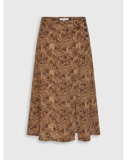 Milana Wrap bruine rok met dierenprint