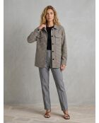 Beige/schwarze Velim-Überhemdjacke aus Baumwolle und Leinen