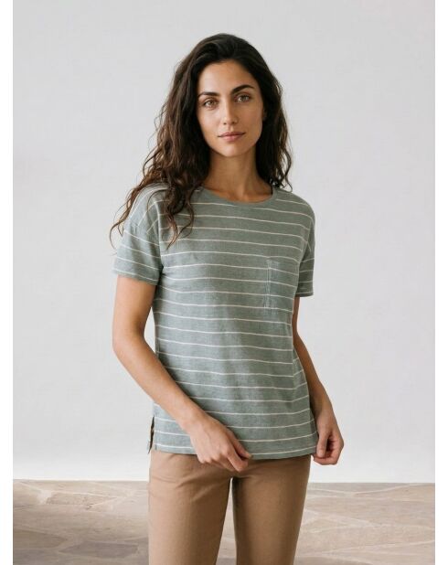 T-Shirt 100% Lin Cinthia bleu