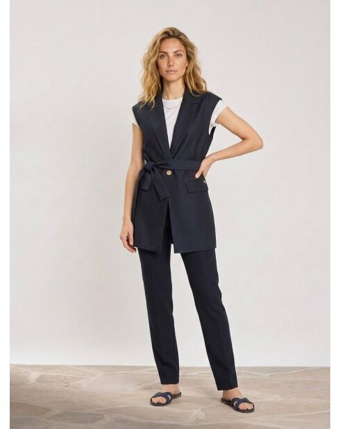 Gilet blazer sans manches bleu foncé