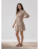 Bedrucktes kurzes Kleid Cali aus Lurex in Beige